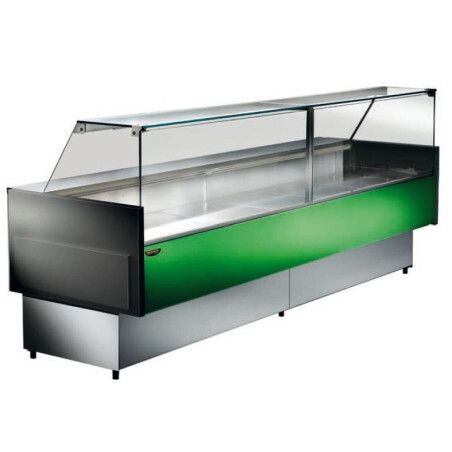 Vitrine réfrigérée Lg 2960mm sans réserve Vitrage droit rabattable M800 Groupe Logé