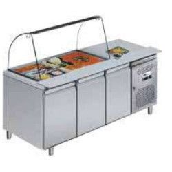 Saladette 2 portes Profondeur 700mm Dessus vitré ouvert Bacs GN1/1 Volume 314 litres