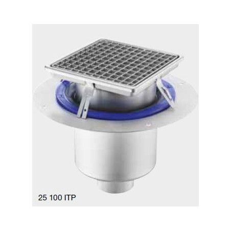Siphon inox Panier Sortie D100 L255 P255 Vertical grille caillebotis