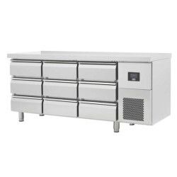Table réfrigérée Positive Sans dosseret 457L 9 tiroirs Dessus inox