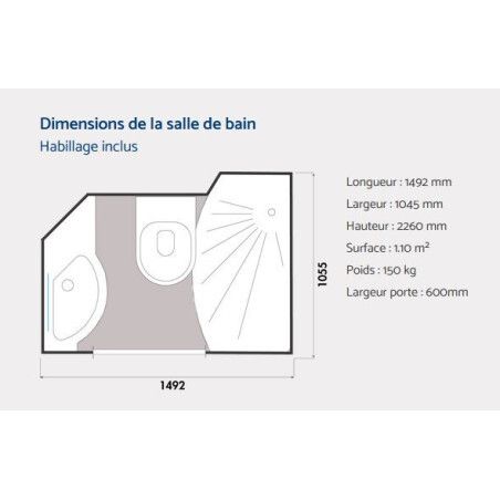 Salle de bain préfabriquée ONYX 1,1m²