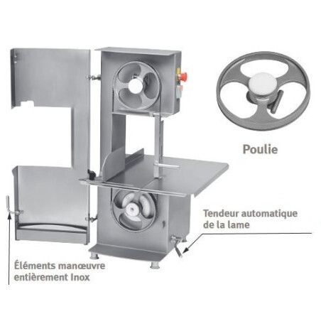Scie à os Inox Triphasé  Lame 1640x16mm Sur table plateau fixe