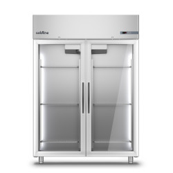 Armoire froide négative 1200L Ext Inox 2 portes vitrées Groupe Logé