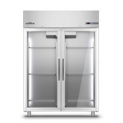 Armoire froide positive 1200L Ext Inox 2 portes vitrées Sans groupe