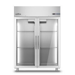 Armoire froide positive 1400L Ext Inox 2 portes vitrées Sans groupe