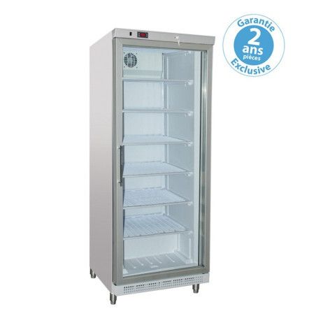 Armoire froide négative 600L Ext Blanc 1 porte vitrée Groupe Logé