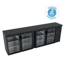 Arrière-bars skinplate Int Inox Groupe logé 4 portes vitrées 698L