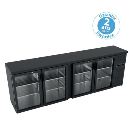 Arrière-bars skinplate Int Inox Groupe logé 4 portes vitrées 698L