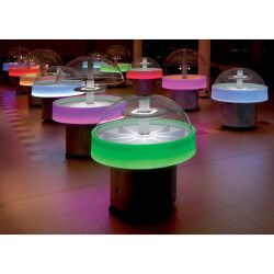 Buffet réfrigéré central rond 10 bacs plastique blanc prof 80mm