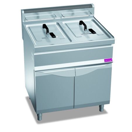 Friteuse gaz sur coffre 2 bacs 20L Brûleurs inox