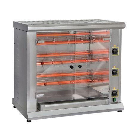 Rôtissoire à 3 broches gaz 12 poulets