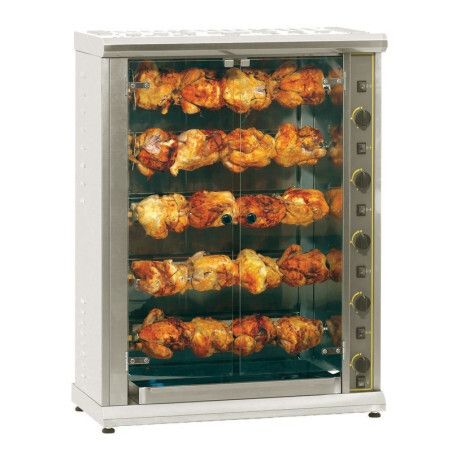 Rôtissoire à 5 broches gaz grande capacité 20 poulets