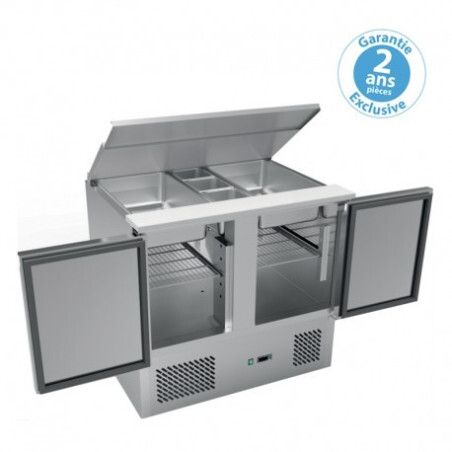 Saladette réfrigérée 257L +2+8°C 2 Portes GN1/1 Plan travail