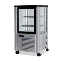 Vitrine réfrigérée Positive 4 faces Vitrées 230L Tournante Plateaux verres 1 Porte