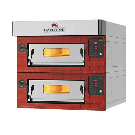 Four à pizza superposable 2 chambres 12 Pizzas Cde digitales Finition rustique