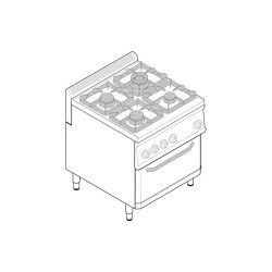 Fourneau 4 feux sur four électrique Ventilé GN1/1 Gamme 700