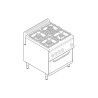 Fourneau 4 feux sur four électrique Ventilé GN1/1 Gamme 700