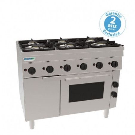 Fourneau 6 feux sur four électrique Ventilé + Placard Grilles 400x330mm Gamme 600