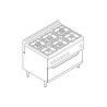 Fourneau 6 feux sur four électrique Ventilé Extra-large Gamme 700