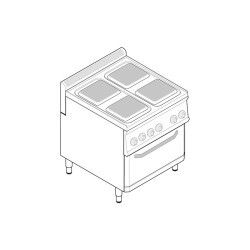 Fourneau dessus électrique sur four électrique 4 plaques carrées Gamme 700 Diffusion ventilée Largeur 700