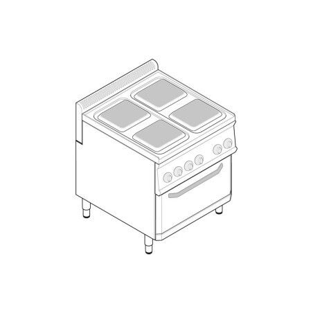 Fourneau dessus électrique sur four électrique 4 plaques carrées Gamme 700 Diffusion ventilée Largeur 700