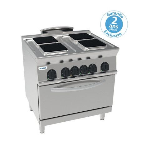 Fourneau dessus électrique sur four électrique 4 plaques carrées Gamme 700 Diffusion ventilée Largeur 800