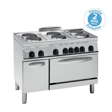 Fourneau dessus électrique sur four électrique 6 plaques rondes + Placard Gamme 700 Diffusion statique Largeur 1200