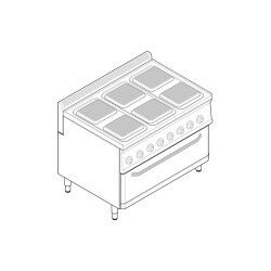 Fourneau dessus électrique sur four électrique ExtraLarge 6 plaques carrées Gamme 700 Diffusion ventilée Largeur 1050