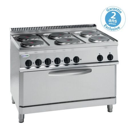 Fourneau dessus électrique sur four électrique ExtraLarge 6 plaques rondes Gamme 700 Diffusion statique Largeur 1050