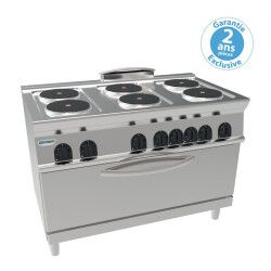 Fourneau dessus électrique sur four électrique ExtraLarge 6 plaques rondes Gamme 700 Diffusion ventilée Largeur 1200