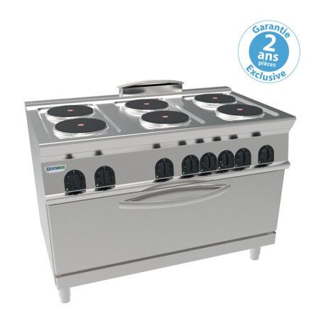 Fourneau dessus électrique sur four électrique ExtraLarge 6 plaques rondes Gamme 700 Diffusion ventilée Largeur 1200