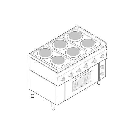 Fourneau dessus électrique sur four électrique GN1/1 6 plaques Gamme 600