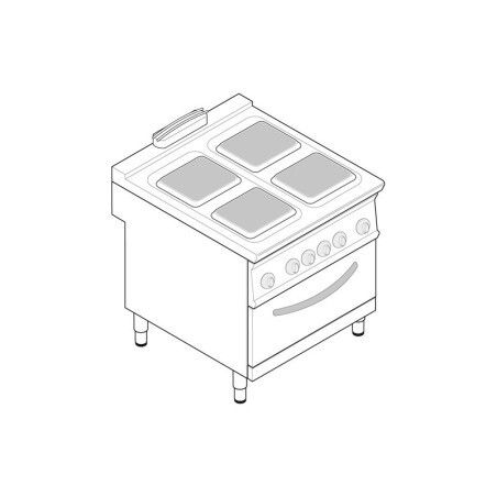 Fourneau dessus électrique sur four électrique statique GN2/1 4 plaques carrées Gamme 900