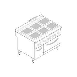 Fourneau dessus électrique sur four électrique statique GN2/1 + Placard 6 plaques carrées Gamme 900