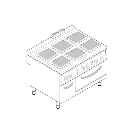 Fourneau dessus électrique sur four électrique statique GN2/1 + Placard 6 plaques carrées Gamme 900