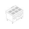 Fourneau dessus électrique sur four électrique statique GN2/1 + Placard 6 plaques carrées Gamme 900