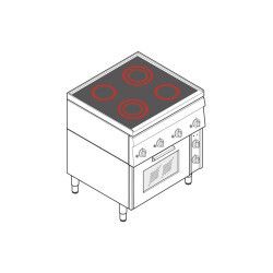 Fourneau dessus électrique vitrocéramique sur four électrique 4 plaques Gamme 600