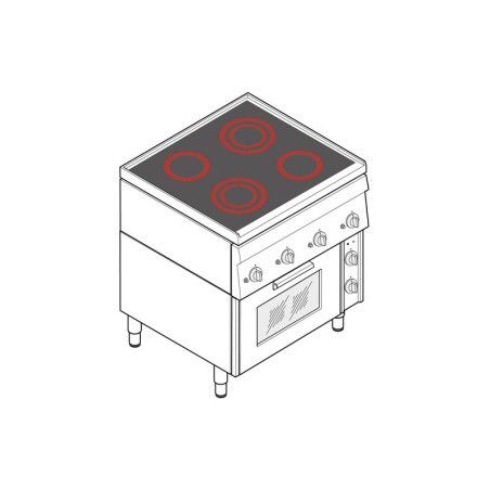 Fourneau dessus électrique vitrocéramique sur four électrique 4 plaques Gamme 600