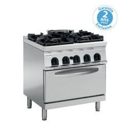 Fourneau dessus gaz 4 feux sur four électrique statique GN2/1 Gamme 700 Largeur 800