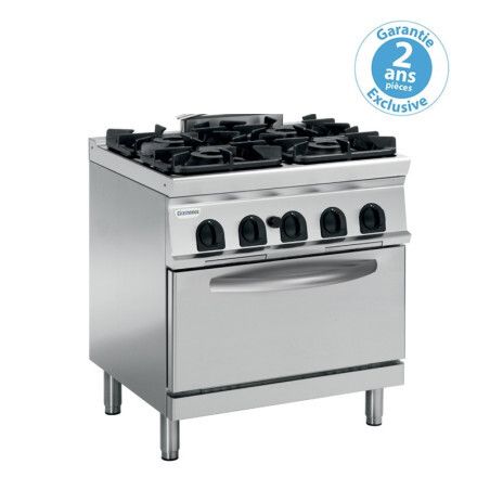 Fourneau dessus gaz 4 feux sur four électrique statique GN2/1 Gamme 700 Largeur 800