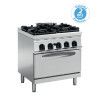 Fourneau dessus gaz 4 feux sur four électrique statique GN2/1 Gamme 700 Largeur 800