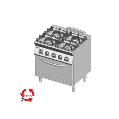 Fourneau dessus gaz 4 feux sur four électrique Ventilé GN1/1 Gamme 700