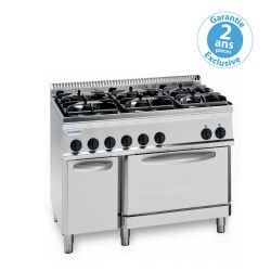 Fourneau dessus gaz 6 feux sur four électrique statique GN2/1 + Placard Gamme 700 Largeur 1050