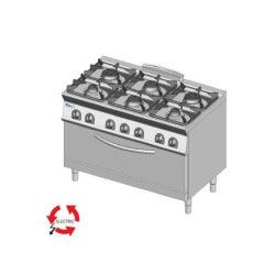 Fourneau dessus gaz 6 feux sur four électrique Ventilé Extra-large + Placard Gamme 700