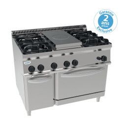 Fourneau dessus gaz sur Four gaz 4 feux + 1/2 plaque coup de feu + Placard Gamme 700