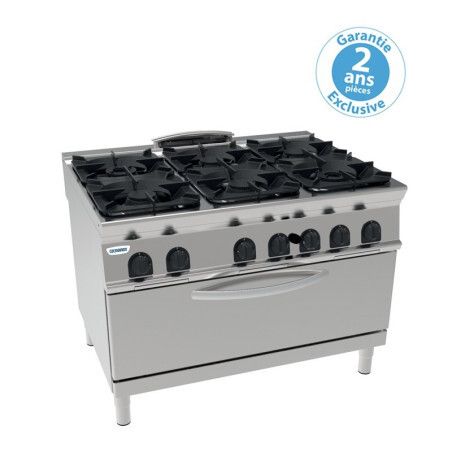 Fourneau dessus gaz sur Four gaz statique Extra-large 6 feux Gamme 900