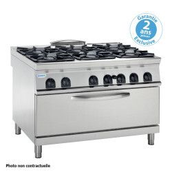 Fourneau dessus gaz sur Four gaz statique Extra-large 6 feux  GRILL (3 kW) Gamme 700