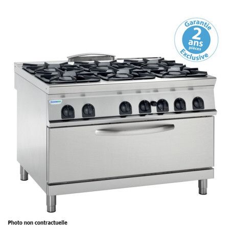 Fourneau dessus gaz sur Four gaz statique Extra-large 6 feux  GRILL (3 kW) Gamme 700