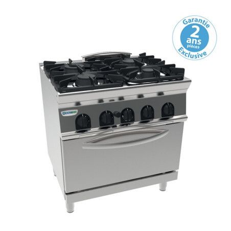 Fourneau dessus gaz sur Four gaz statique GN2/1 4 feux Gamme 900