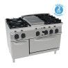 Fourneau dessus gaz sur Four gaz statique GN2/1 4 feux + 1/2 plaque CdF + Placard Gamme 700